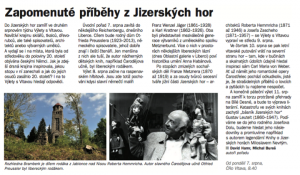Hamr, David - Bureš - Michal - Zapomenuté příběhy z Jizerských hor. In Týdeník Rozhlas 2017