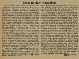 Havel, Miloslav - Carlo Goldoni v rozhlase. In Venkov 227-1941 (26. 9. 1941), s. 6 (recenze).
