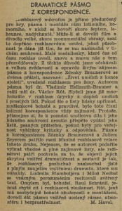 Havel, Miloslav - Dramatické pásmo z korespondence. In Venkov 231-1941 (1. 10. 1941), s. 6 (recenze).