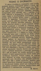 Havel, Miloslav - Pásmo o Dvořákovi. In Venkov 228-1941 (27. 9. 1941), s 7 (recenze).