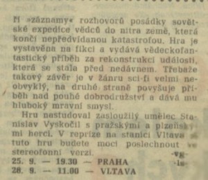 III. celostátní přehlídka rozhlasových her. In Rozhlas 39-1976 (13. 9. 1976), s. 4 (článek) 05