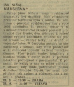 III. celostátní přehlídka rozhlasových her. In Rozhlas 39-1976 (13. 9. 1976), s. 4 (článek) 09