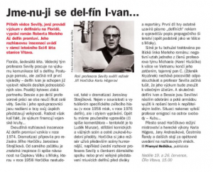Jmenuji se delfín Ivan... In Týdeník Rozhlas 29-2020 (6. 7. 2020), s. 10 (článek)