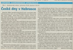 Konvalina, Miroslav - Zápisník zahraničních zpravodajů - České dny v Nebrasce. In Týdeník Rozhlas 38-2005 (12. 9. 2005), s. 20 (článek).
