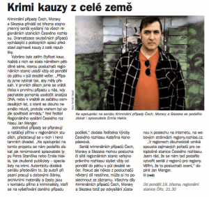 Kočík, René - Krimi kauzy z celé země. In Týdeník Rozhlas 14-2018
