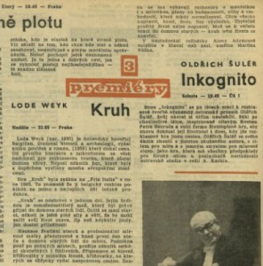 Lode Weyk - Kruh. In Rozhlas 8-1967 (7. 2. 1967), s. 16 (článek).