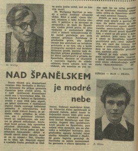 Nad Španělskem je modré nebe. In Rozhlas 35-1975 (18. 8. 1975), s. 4 (článek).