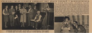 Premiera velké zvukové Grmelovy hry Zlatá závrat v Radiojournalu. Na scéně rozhlasu. - Zvuková kulisa. In Pestrý týden 20-1929 (18. 5. 1929), s 6 (článek + fotografie).