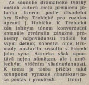 Rozhlas. In Tvorba 1-1977 (5. 1. 1977), s. 20 (recenze)2