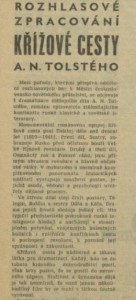 Rozhlasové zpracování Křížové cesty A. N. Tolstého. In Rozhlas 49-1974 (25. 11. 1974), s. 4 (článek) 01
