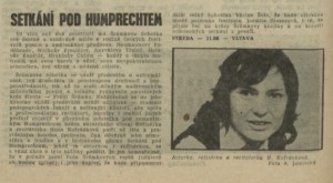 Setkání pod Humprechtem. In Rozhlas 36-1977 (22. 8. 1977), s. 4 (článek)