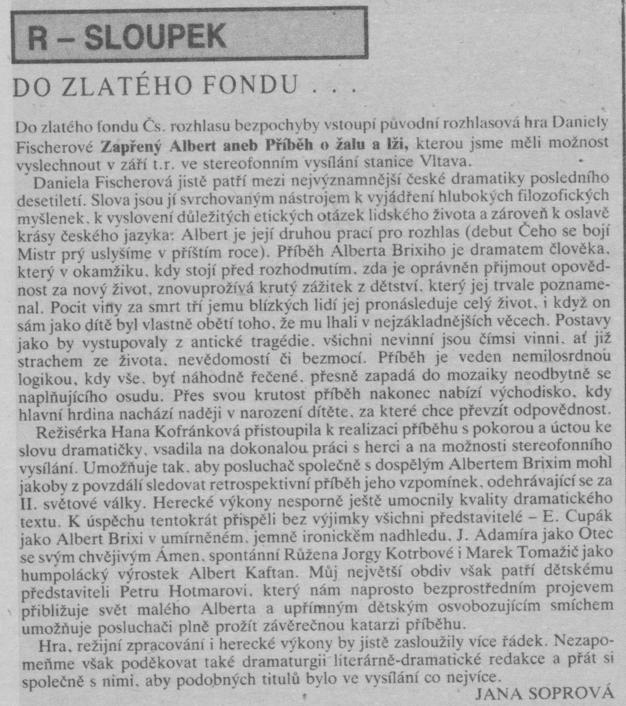 Soprová, Jana - Zapřený Albert (Scéna 1990)