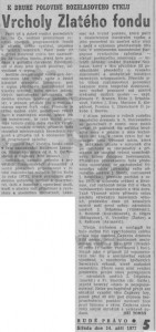 Tomáš, Jiří - K druhé polovině rozhlasového cyklu. Vrcholy Zlatého fondu. In Rudé právo, 14. 9. 1977, s. 5 (článek).