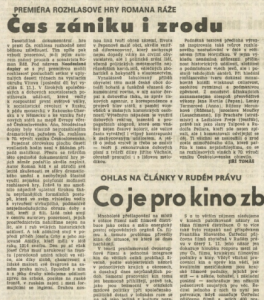 Tomáš, Jiří - Čas zániku i zrodu. In Rudé Právo,