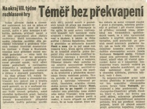 Téměř bez překvapení. Na okraj VII. týdne rozhlasové hry. In Rudé právo, 11. 11. 1980, s. 5 (recenze).