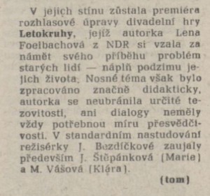 Týden u přijímače. Letokruhy. In Tvorba 1977-13 (30. 3. 1977)
