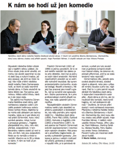 Velíšek, Martin - K nám už se hodí jen komedie. In Týdeník Rozhlas 23-2018 (článek).