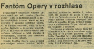 Ver - Fantóm Opery v rozhlase. In Rozhlas 2-1966 (27. 12. 1966), s. 9 (článek).