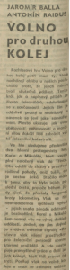 Volno pro druhou kolej. In Rozhlas 16-1976 (5. 4. 1976), s. 4 (článek) 01