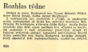 Zajíček, Karel - Rozhlas týdne. Obchod se smrtí. In Obzory 1947