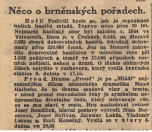 anonym - Něco o brněnských pořadech. In Národní listy, 8. 4. 1941, s. 5 (anotace).