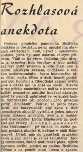 anonym - Rozhlasová anekdota. In Náš rozhlas 18-1941 (4. 5. 1941), s. 7 (článek) 01