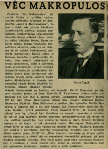 anonym - Věc Makropulos. In Radiojournal 16_1935 (20. 4. 1935), s. 6 (článek)