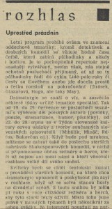 -fk- Rozhlas - Uprostřed prázdnin. In Tvorba 1971-29 (21. 7. 1971), s. 13 (recenze) 01