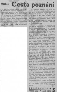 -hj- (= Holý, Josef) - Rozhlas. Cesta poznání. In Rudé právo, 7. 9. 1976, s. 5 (recenze).
