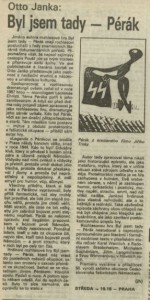 jh - Byl jsem tady - Pérák. In Rozhlas 12-1989 (8. 3. 1989), s. 4 (článek)