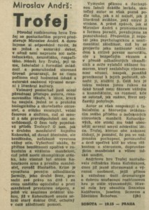 jh - Miroslav Andrš - Trofej. In Rozhlas 45-1986 (27. 10. 1986), s. 4 (článek).