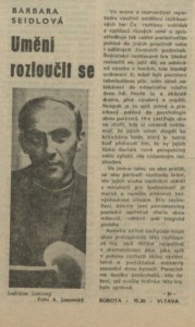 jv - Umění rozloučit se. In Rozhlas 11-1976 (1. 3. 1976), s. 4. (článek)