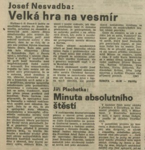 jw - Velká hra na vesmír. In Rozhlas 7-1988 (1. 2. 1988), s. 4