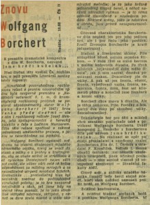 kf - Znovu Wolfgang Borchert. In Rozhlas 2-1967 (27. 12. 1966), s . 9 (článek).