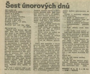 mh - Šest únorových dnů. In Rozhlas 7-1988 (1. 2. 1988), s. 4