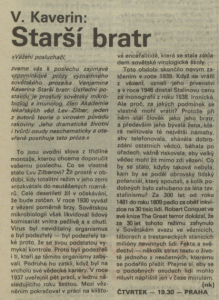 nk - V. Kaverin - Starší bratr. In Rozhlas 12-1990 (12. 3. 1990), s. 4 (článek)