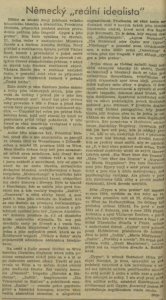 skp - Německý reální idealista. In Náš rozhlas 3-1943 (16. 1. 1943), s. 4 (článek).