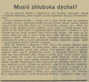 ver - Musíš zhluboka dýchat! In Československý rozhlas a televise 37-1964 (7. 9. 1964), s. 2 (článek).