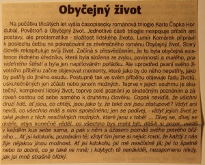 Čapek Karel - Obyčejný život - Anotace TR