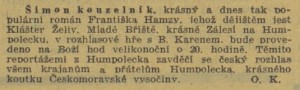 Šimon kouzelník. In Venkov, 14. 3. 1940, s. 6 (anotace)